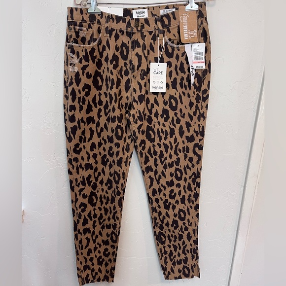 NWT Kensie Vintage Luxe Honey Leopard High Rise Jeans Size 10 - Picture 9 of 10